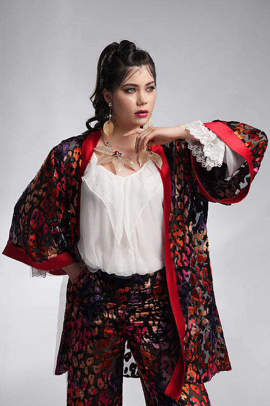 Costum fluid tip kimono cu pantalon Aida