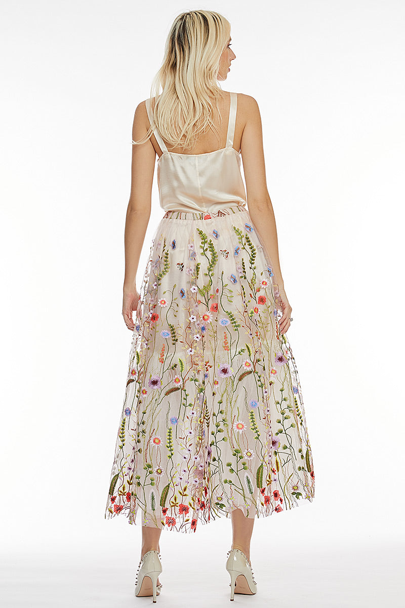 Fusta eleganta de tull cu floricele Floria