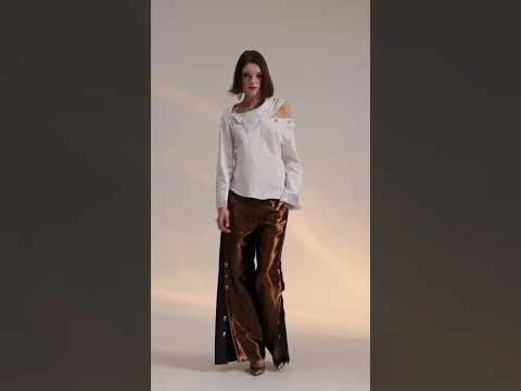 Pantalon bronz larg cu despicaturi laterale Bronzy