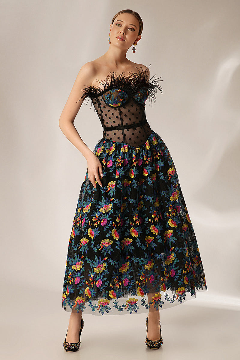 Rochie midi din dantela eleganta de ocazie R11S23 Hybiscus