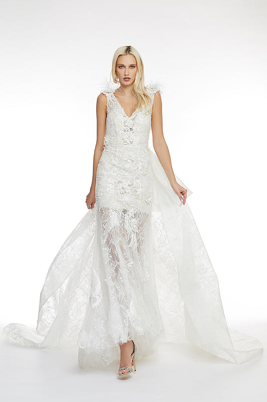 Rochie de mireasa tip sirena cu trena detasabila Magic