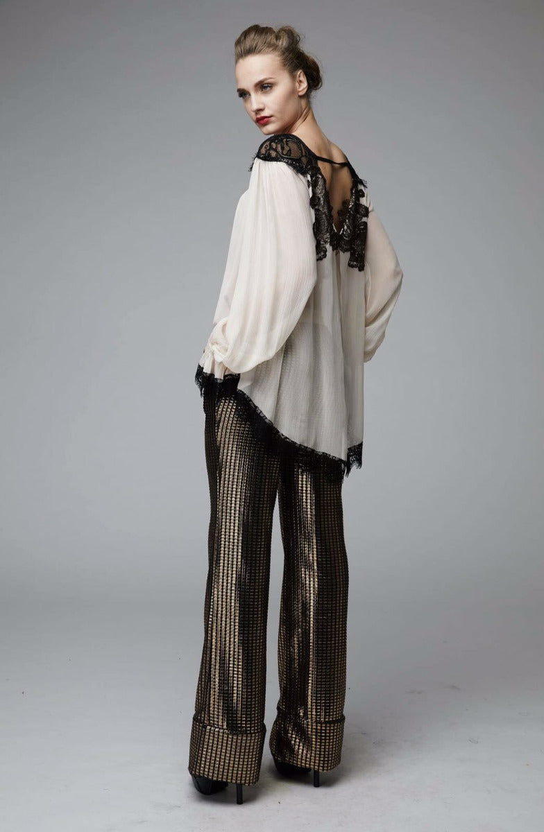 Bluza Malina de matase cu dantela