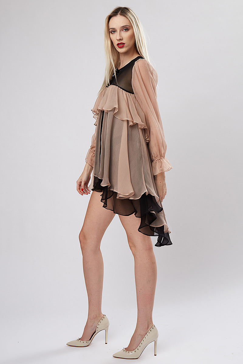 Rochie de ocazie scurta cu maneci lungi Amore