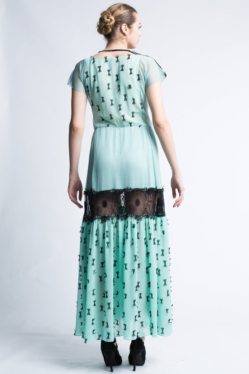 Rochie de de zi din matase si dantela R12S17