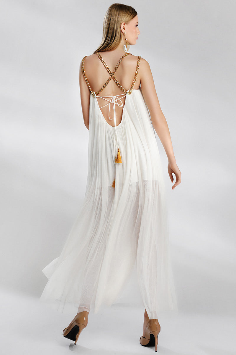 Rochie de seara eleganta de matase naturala cu spatele gol Felicita