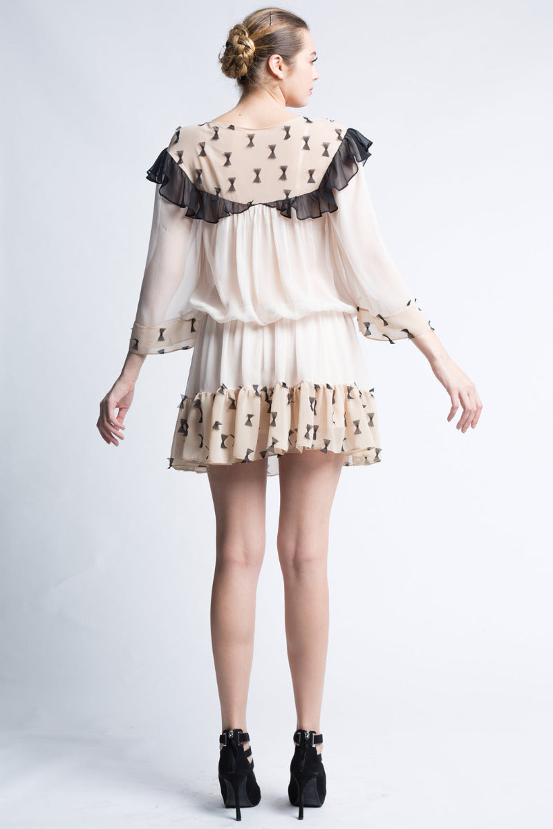 Rochia de matase de zi cu broderie R13S17