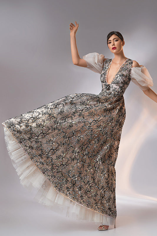 Rochia lunga de seara din dantela lunga R14h24 Riona