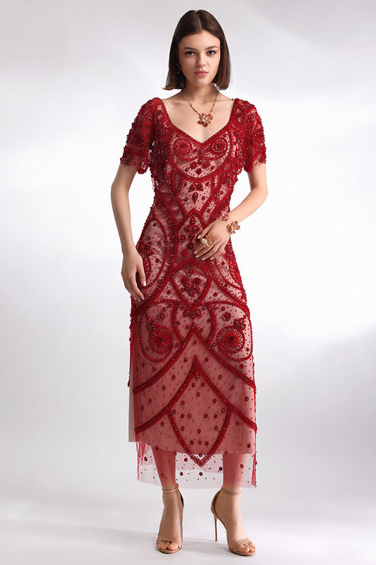 Rochie de seara, midi brodata manual, Florenta