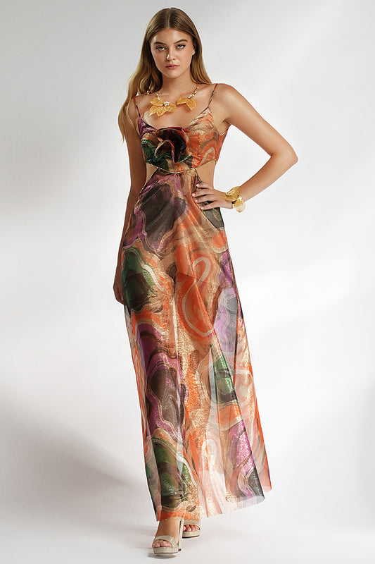 Rochie de ocazie lunga imprimata Aluna R16s24