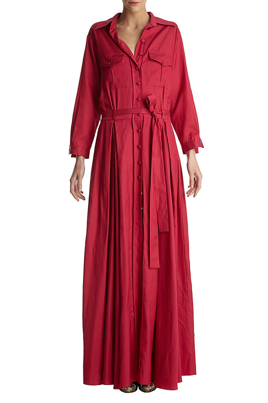 Rochie lunga de zi de matase si lana, cu maneci lungi R1H17