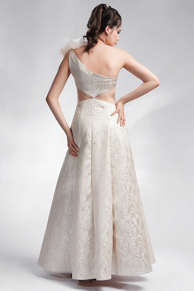 Rochie bej lunga in forma de A, Rita