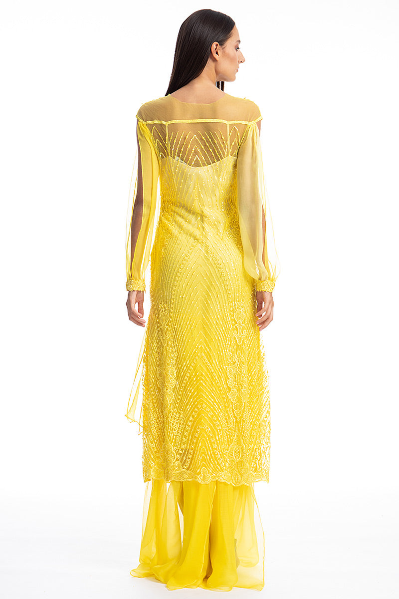 Rochie de seara lunga cu broderie si matase naturala si cu pantalon matase R6S19