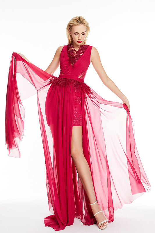 Kaya, rochie lunga din dantela si matase