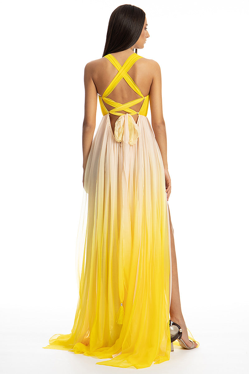 Rochie de matase naturala si dantela cu mini corsaj ajustabil si spate gol R7S19