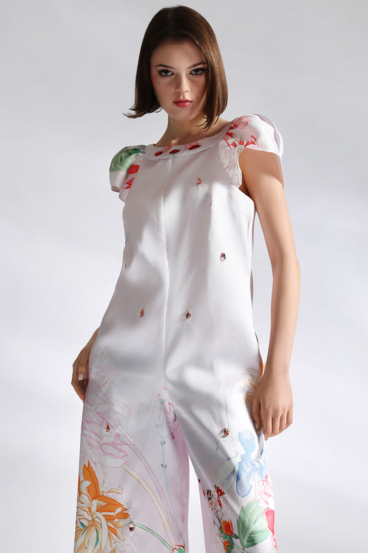 Salopeta eleganta din tafeta cu spate gol Bouquet