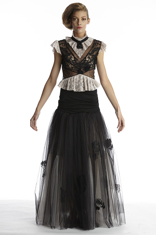 Bluza cu maneci scurte de ocazie din dantela T2H17