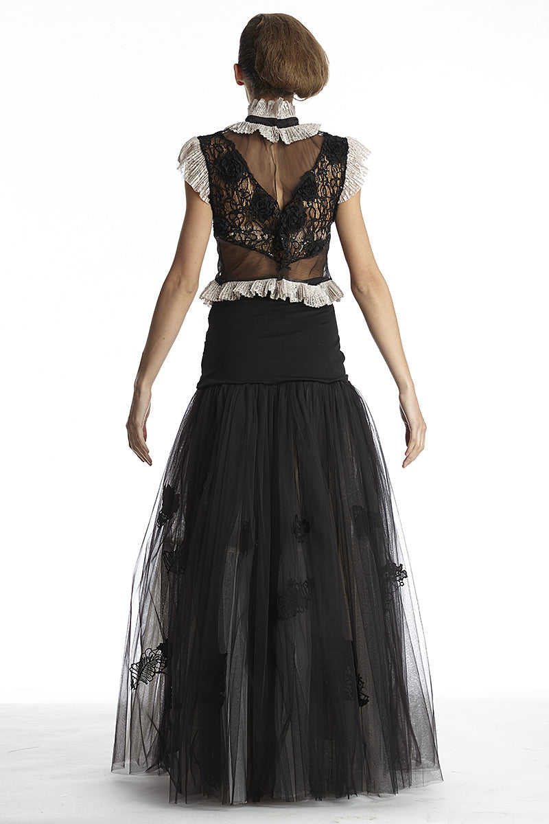 Bluza cu maneci scurte de ocazie din dantela T2H17