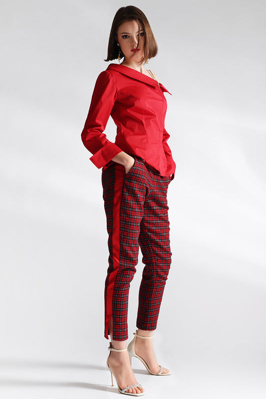 Camasa rosie asimetrica eleganta Milano