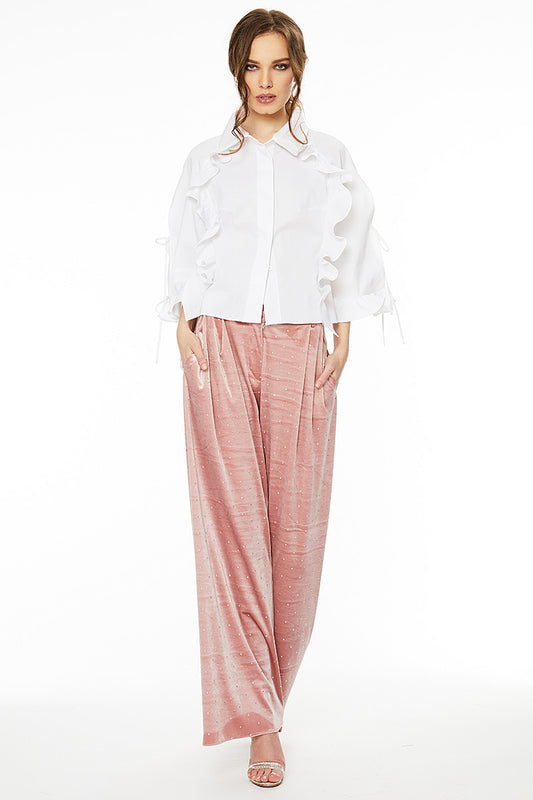 Camasa de zi din bumbac cu volane T9H17