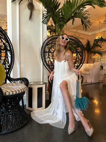 Elegant natural silk evening dress with an open back Felicita