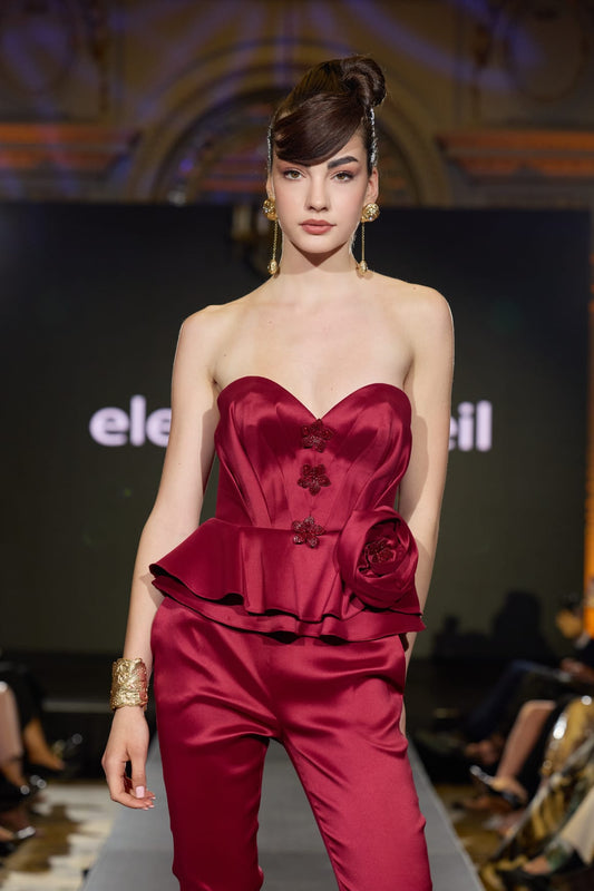 Costum C1H27 Rose — corsaj și pantalon