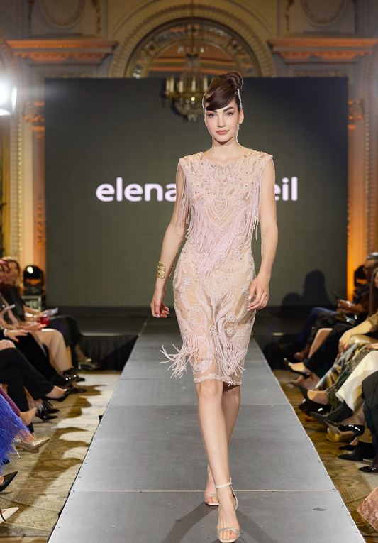 Gatsby Rochie eleganta, de lux, midi, brodata manual, perfecta pentru o ocazie speciala.