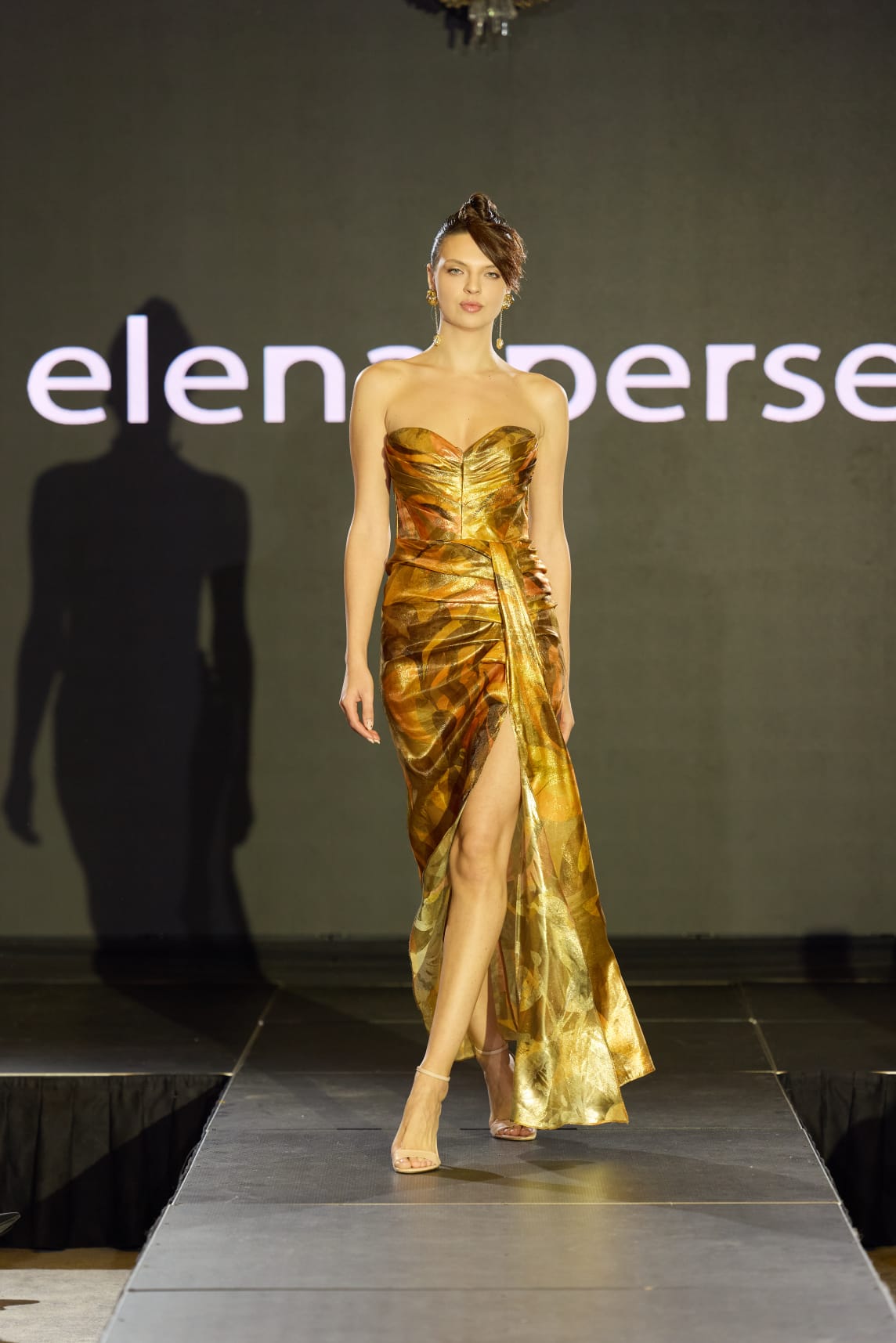 Klimt, Rochie de seară din mătase bronz, R35H27