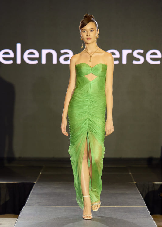 Palermo, rochie de seara cu corsaj din matase naturala