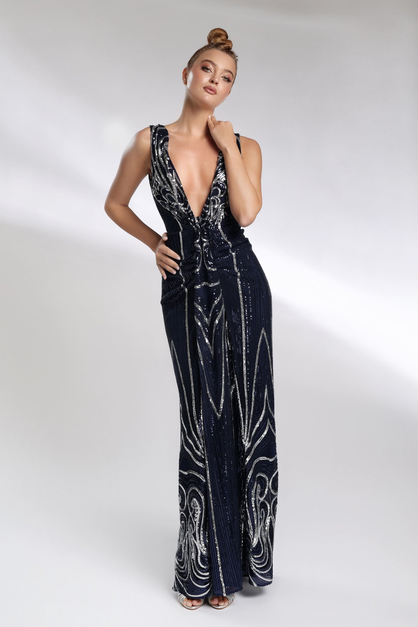 Blue fitted sequin evening dress – Ocean