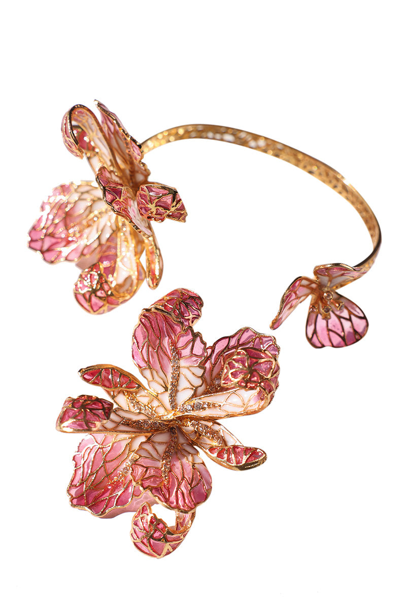 Bratara Monaco din alama acoperita cu strat gros de aur si cristale