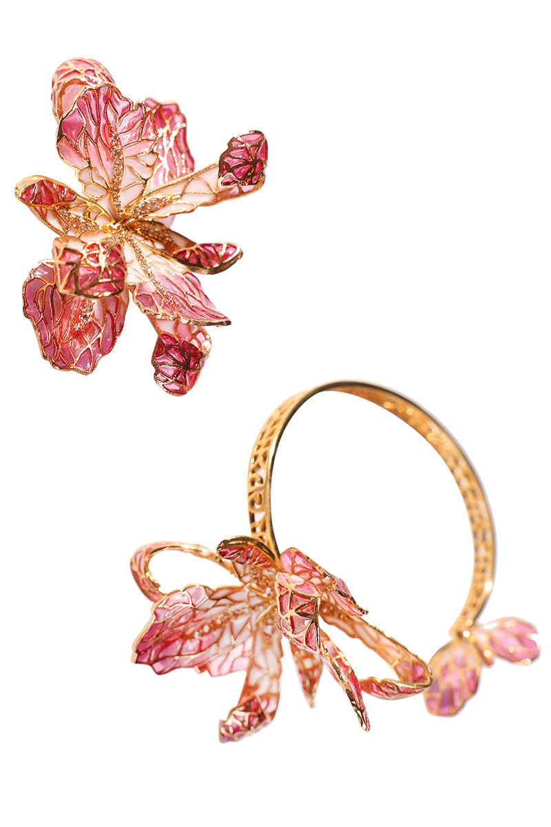 Bratara Monaco din alama acoperita cu strat gros de aur si cristale