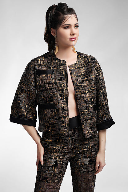 Costum cu pantalon si paiete bronz Damian