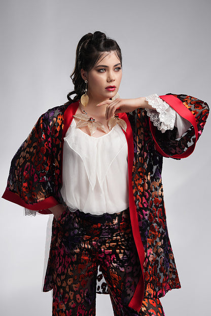 Costum fluid tip kimono cu pantalon Aida