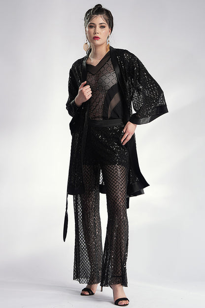 Costum cu paiete si pantalon larg Raul