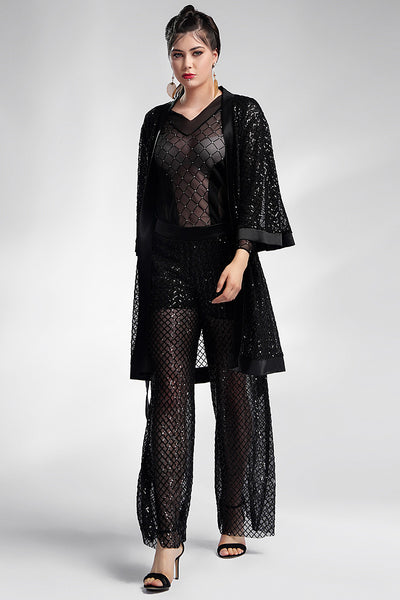 Costum cu paiete si pantalon larg Raul