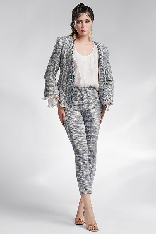 Costum de birou cu pantaloni bleu elegant Bliss