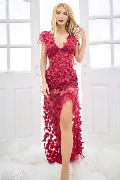 Rochie lunga eleganta de seara, rosie Eleni R2S23