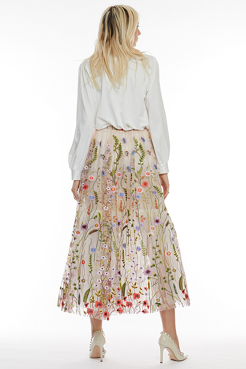 Fusta eleganta de tull cu floricele Floria