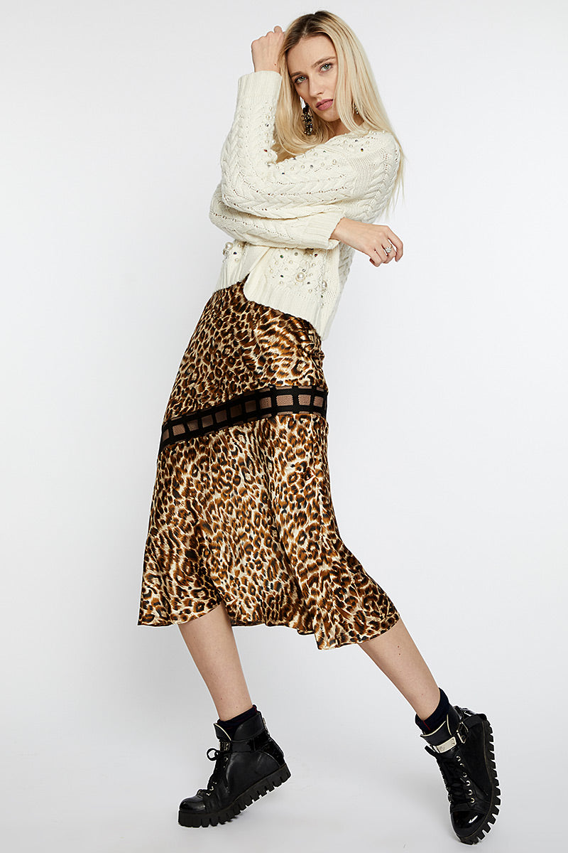 Fusta superba de zi din matase naturala leopard Glamy