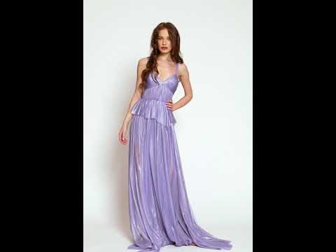 Rochie lunga de matase naturala cu corsaj si bretele R9H20