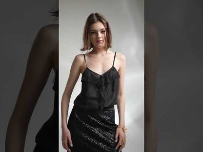 Fusta din paiete si dantela neagra, Shine, perfecta pentru zi sau o aniversare