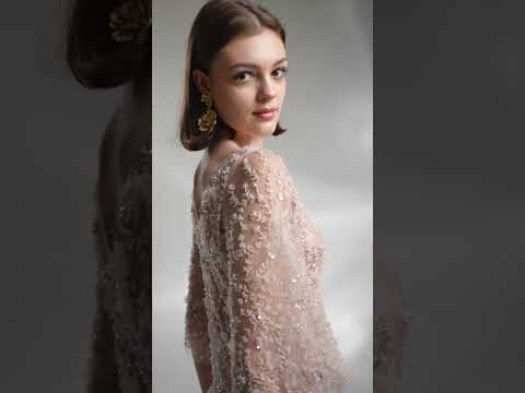 Rochie lunga, brodata manual, din cristale, Corsica