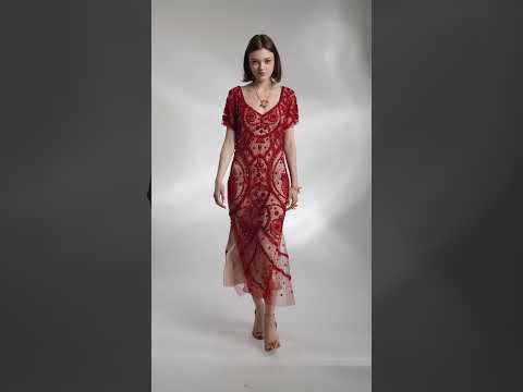 Rochie de seara, midi brodata manual, Florenta