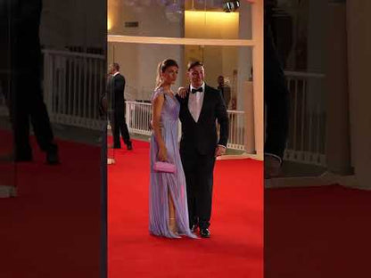 Rochie lunga de seara de matase naturala cu despicaturi pe picior Levy