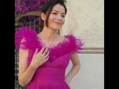 Rochie lunga de matase cu umerii goi Magic