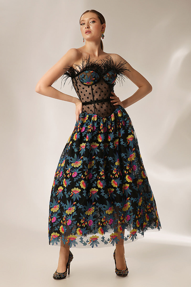 Rochie midi din dantela eleganta de ocazie R11S23 Hybiscus