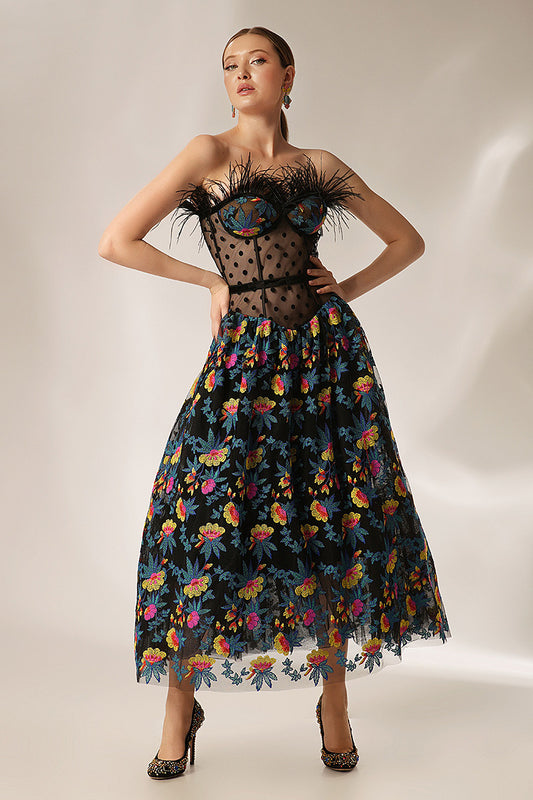 Rochie midi din dantela eleganta de ocazie R11S23 Hybiscus