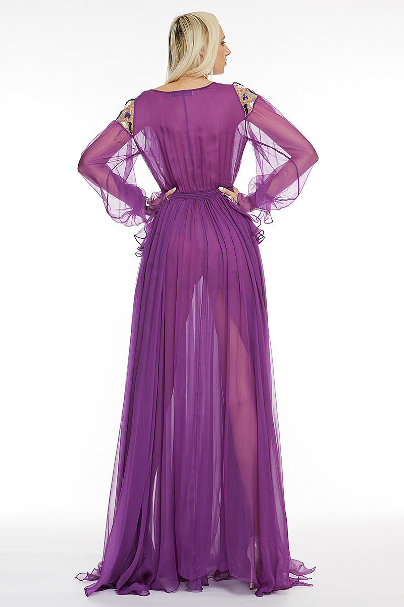 Rochie de matase si broderie manuala, Corina