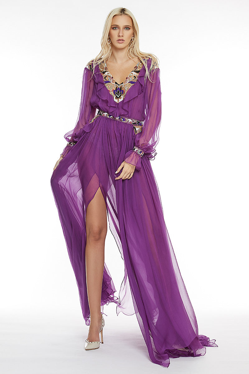 Rochie de matase si broderie manuala, Corina