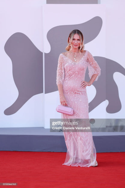 Rochie lunga, brodata manual, din cristale, Corsica